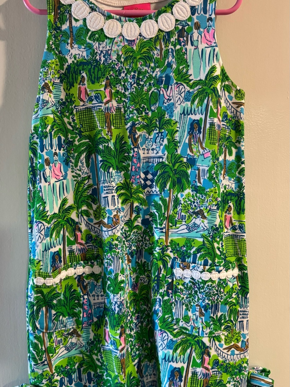 Lilly Pulitzer Green Blue Tropical Scene Shift Dress